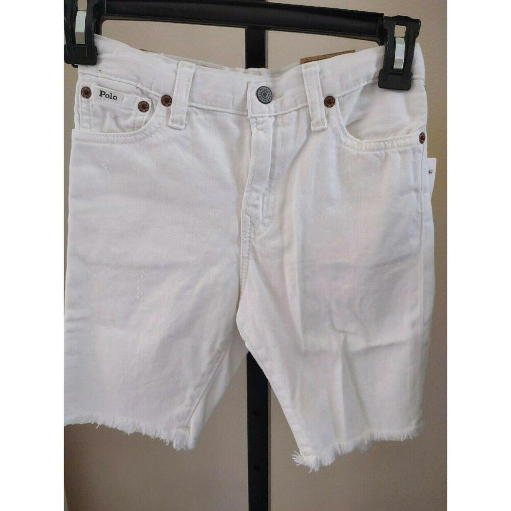 Nwt Polo Boys White Denim Shorts Size 7